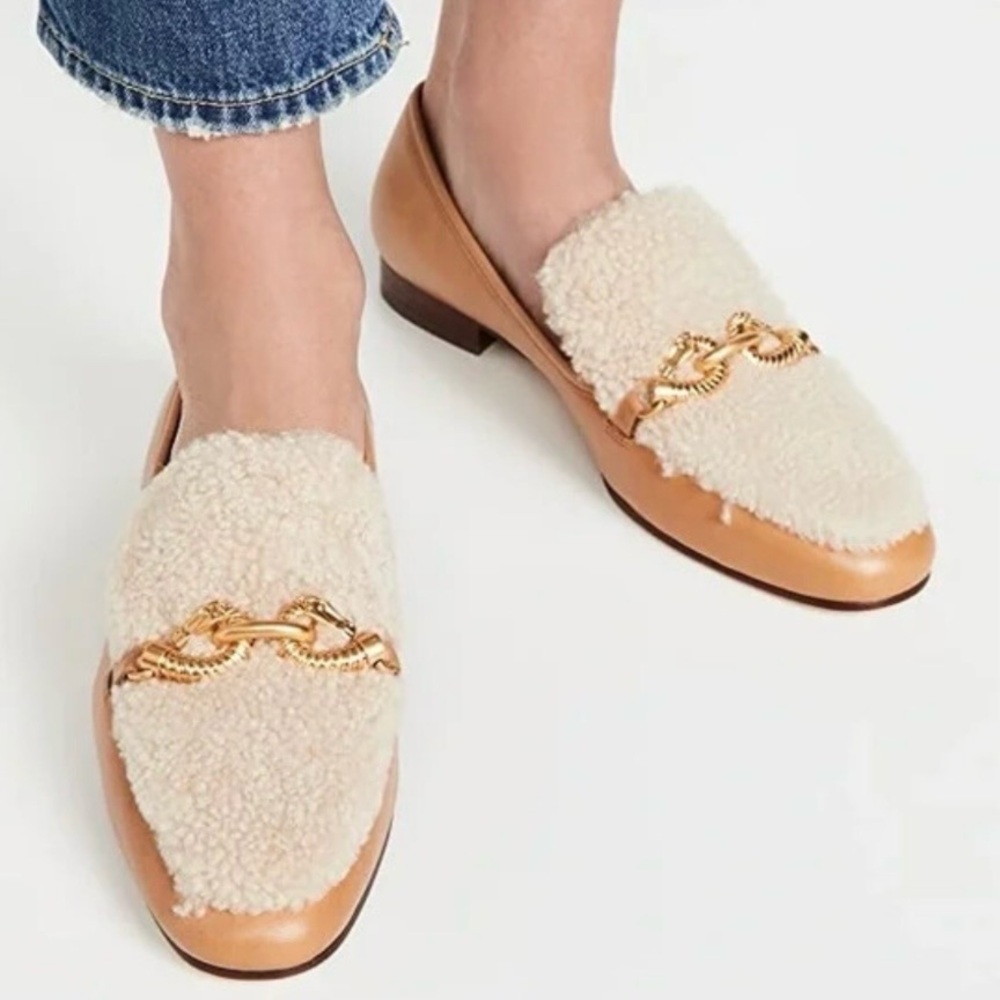 Tory Burch Jessa Shearling Leather Loafers 9